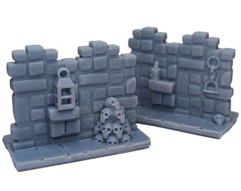 Double 25mm Dungeon Walls | HeroQuest Compatible HD Terrain | Single Square, Dungeons & Dragons Campaign Scenery, Boardgame meeples