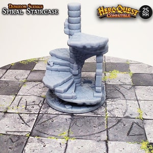 25mm Spiral Staircase HeroQuest Compatible HD Dungeon Terrain Miniature | Dungeons & Dragons Campaign Scenery, Boardgame upgraded meeples