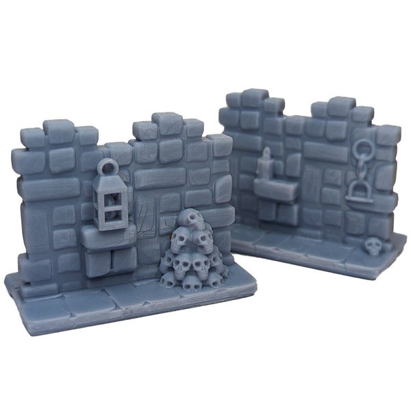 Double 25mm Dungeon Walls | HeroQuest Compatible HD Terrain | Single Square, Dungeons & Dragons Campaign Scenery, Boardgame meeples