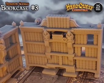 25mm Bookcase #3 Hidden Secrets HeroQuest Compatible Scenery | Boardgame Miniature, RPG, TTRPG, Table top scenics, terrain, boardgames