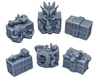 HeroQuest Treasure Chests 25mm HD Dungeon Terrain Miniatures 33pcs | Dungeons & Dragons Campaign Scenery, Boardgame Upgraded Meeples