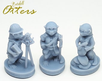 Otters 6pcs | Everdell Pearlbrook Unofficial Upgrade | Woodland Board Game creatures 3D Printed, Custom Meeples, Axolotl, Starling, Platypus