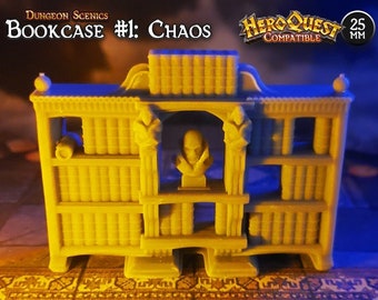 25mm Bookcase #1 Chaos HeroQuest Compatible Scenery | Boardgame Miniature, RPG, TTRPG, Table top scenic, terrain, boardgames, book case mini