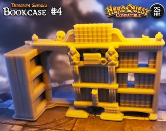 25mm Bookcase #4 Hidden Secrets HeroQuest Compatible Scenery | Boardgame Miniature, RPG, TTRPG, Table top scenics, terrain, boardgames