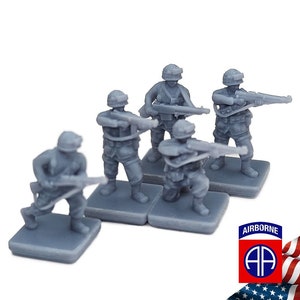 Infantaria Aerotransportada dos EUA de 15 mm | Cenário TTRPG para jogos da 2ª Guerra Mundial 1/72, terreno de jogo hexadecimal, jogador de RPG de campo de batalha, memória 44, cores de comando