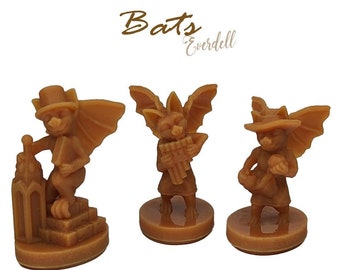 Bats 6pcs | Everdell Newleaf Expansion Unofficial Upgrade | Cats, Bat, Snails, Bees Critters Board Game, 3D Printed Woodland Creatures