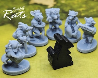 Rats x6 | Everdell Solo Player Unofficial Upgrade |  Board Game 3D Printed Woodland Creatures , Squirrel, Turtle, Hedgehog, Mouse