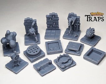 Pièges de 25 mm compatibles HeroQuest Sol/Mur HD Terrain de donjon Miniature | Décor de campagne Donjons & Dragons, meeples améliorés du jeu de société