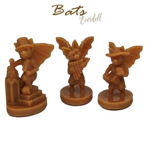 Bats 6pcs | Everdell Newleaf Expansion Unofficial Upgrade | Cats, Bat, Snails, Bees Critters Board Game, 3D Printed Woodland Creatures