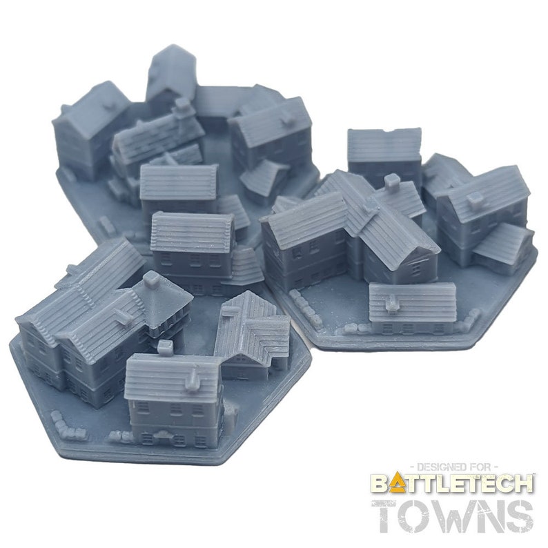 1.25/32mm Towns BattleTech, Urban Mini Hex TTRPG Scenery, Game Terrain, Battlefield RPG Gamer Models, DnD, World Map Markers image 4