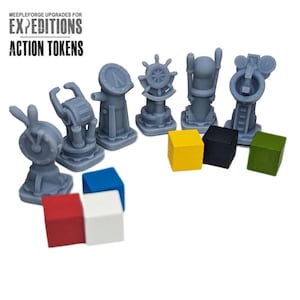 Fichas de acción para Scythe Expeditions (5 unidades) / Mejoras del juego de mesa Gears of Corruption, Meeples impresos en 3D listos para jugar, Stonemaier Games