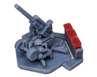 British 3.7 inch (94mm) AA Anti-Aircraft Gun & 3 man crew | 15mm, 1/72, WW2 Artillery, Hex Terrain, Battlefield, Memoir 44, Axis Allies