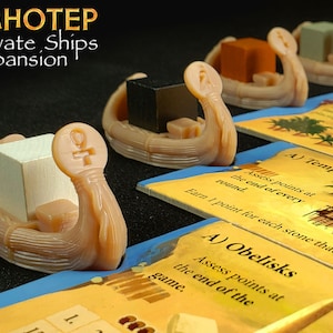 Private Ships Mini-Expansion: Imhotep Builder of Egypt Egyptian Reed Ship, Board Game Accessories, Boardgame Pieces, Meeple, KOSMOS Games image 1