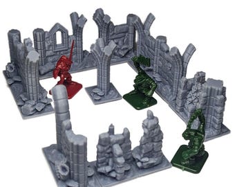 HeroQuest Stone Wall Ruins Set of 12 | 28mm-32mm TTRPG Fantasy Dungeon Scenery