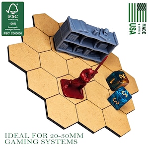 19-tegels multi-hex 1,25" ster-mdf-bases | 30 mm, 3 mm, 6 mm, TTRPG-landschap, Battlefield-RPG, campagnekaart, basis, onderbouw, terrein, bulksets