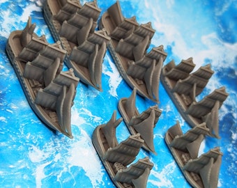 Age of Sail Set of 7 Ships for PirateBorg, Pirates, Privateers, Frigate, Brigg, Man O War