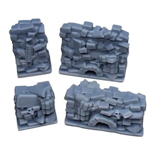 Blocked Rubble Walls 25mm HeroQuest Compatible HD Dungeon Terrain Miniature | Dungeons & Dragons Campaign Scenery, Boardgame upgrades