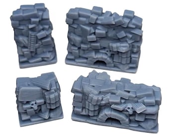 Blocked Rubble Walls 25mm HeroQuest Compatible HD Dungeon Terrain Miniature | Dungeons & Dragons Campaign Scenery, Boardgame upgrades
