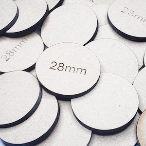 MDF 28mm ronde bases | Circulair, Disc, Cirkel, TTRPG Landschap, Battlefield RPG, Basing, Terrein,
