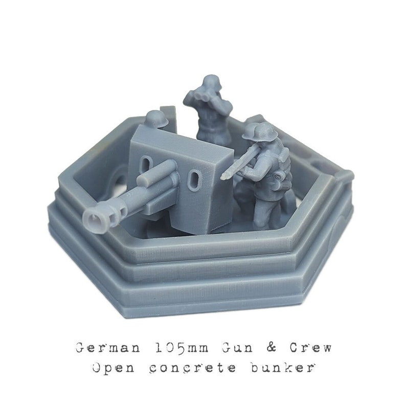 World War 2 Open Concrete Bunker | 15mm, 1/72, 6mm, WW2 TTRPG Gaming Scenery, Hex Game Terrain, Battlefield RPG Models image 1