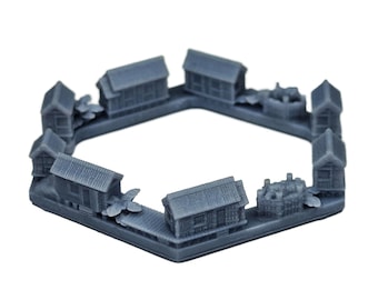 WW2 Pacific Villages Partial Hex 60mm 5pcs | 1/72, 15mm, Command & Colors World War 2 Gaming Scenery, Hex Game Terrain, Battlefield RPG