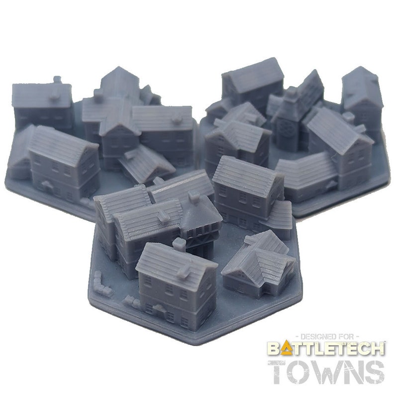 1.25/32mm Towns BattleTech, Urban Mini Hex TTRPG Scenery, Game Terrain, Battlefield RPG Gamer Models, DnD, World Map Markers image 8