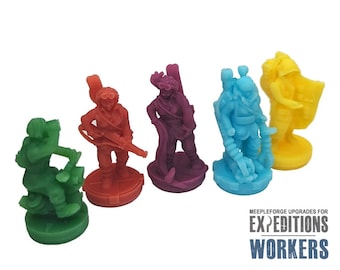 Scythe Expeditions Upgraded Workers 50pcs | Explorers, Engineers, Merchants, The Possessed, Soldiers, Board Game Upgrades, Stonemaier Games