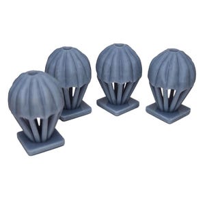 Tokens voor parachutespringen Tweede Wereldoorlog, 4 stuks | Wargames, 15 mm, 1/72, 6 mm, WW2 WW1 TTRPG-gamelandschap, Hex Game-terrein, Battlefield-RPG-modellen