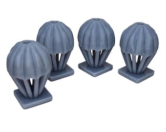 Parachute Drop Tokens World War 2 4pcs | Wargames, 15mm, 1/72, 6mm, WW2 WW1 TTRPG Gaming Scenery, Hex Game Terrain, Battlefield RPG Models