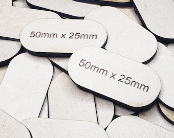 MDF Pill Bases 50mm x 25mm | TTRPG Scenery, Battlefield RPG, Basing, Terrain