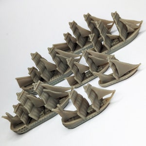 Merchants & Marauders Upgraded Ships Set of 7 Board Game Tokens | Custom Meeple, Sailing Ships, Meeples, Pirates Privateers, Pirate Borg