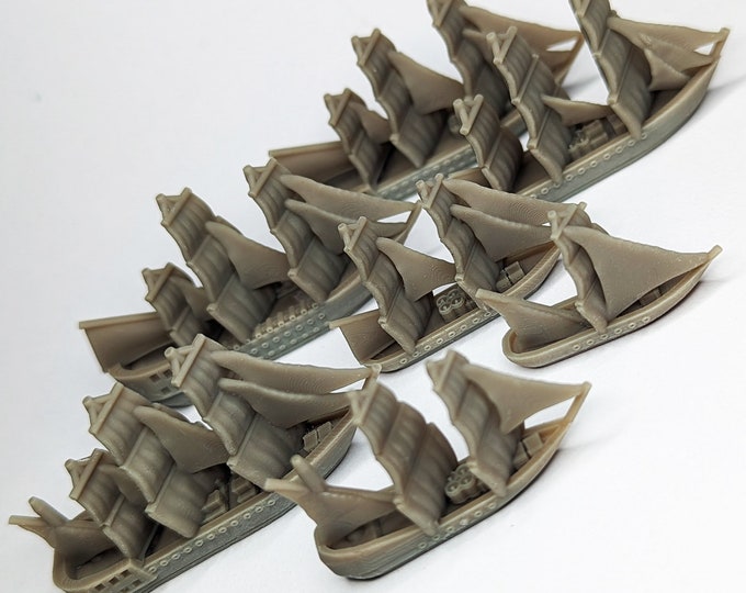 Featured listing image: Merchants & Marauders Upgraded Ships Set of 7 Board Game Tokens | Custom Meeple, Sailing Ships, Meeples, Pirates Privateers, Pirate Borg