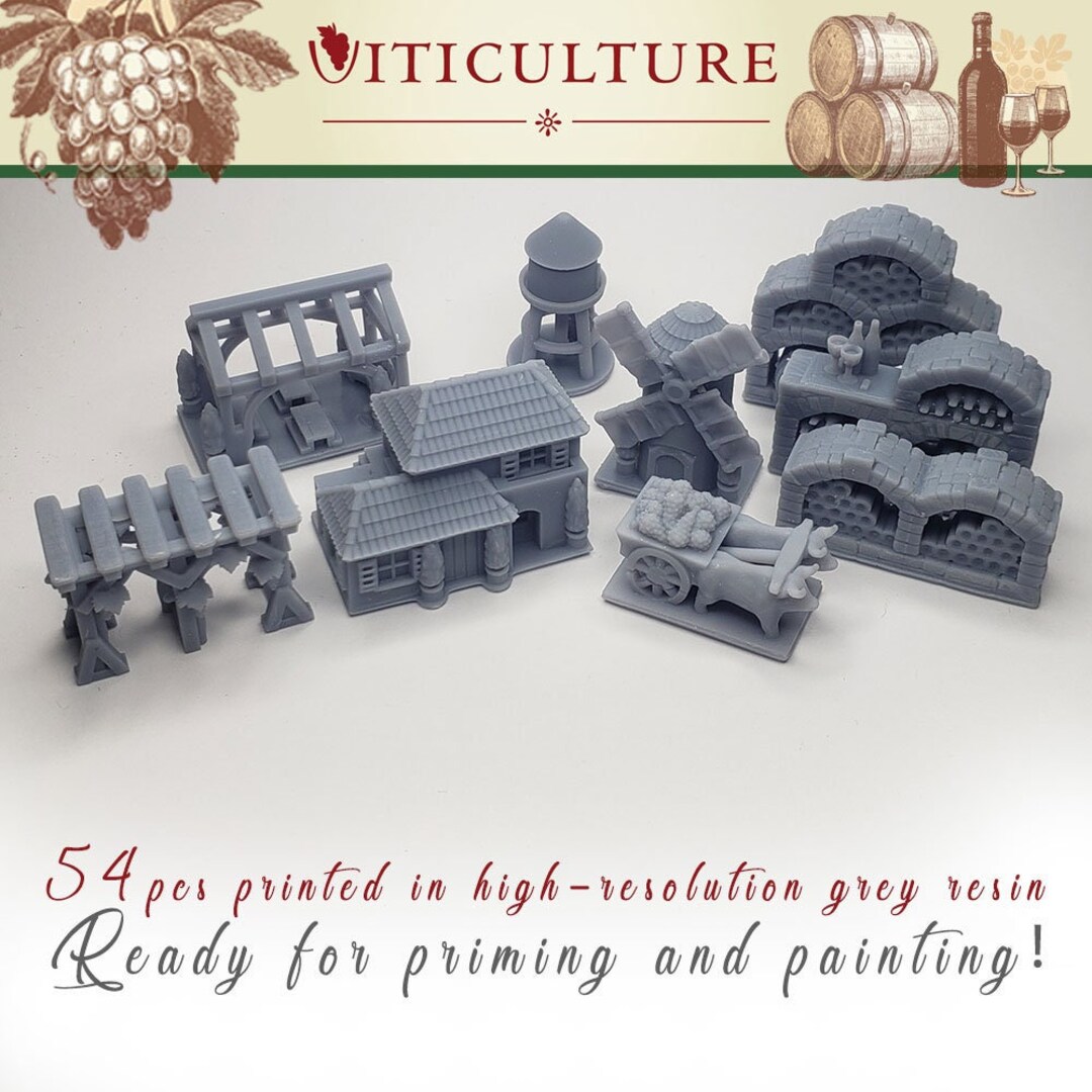Viticulture Buildings Upgrade Board Game Pieces, Boardgame Night