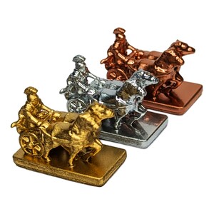 Metallic Chariots of Rome / Charioteer Meeples | Ancient Roman 3D Printed Boardgame Upgrades, Circus Maximus, Colosseum, Chariot Meeple