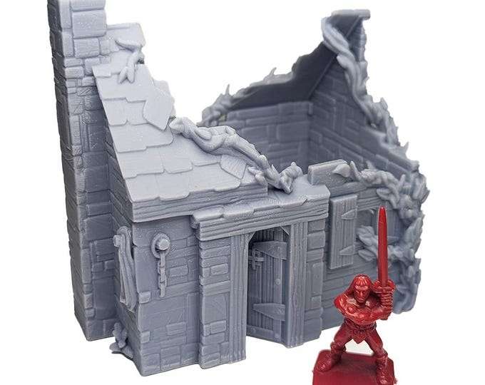 Featured listing image: HeroQuest Ruined Cabin | 28mm-32mm TTRPG Fantasy Dungeon Scenery