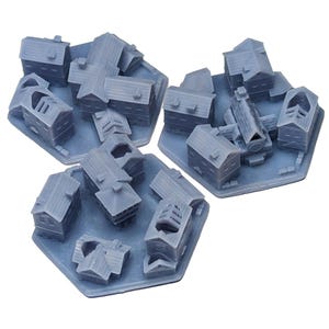 1.25"Bombed & beschädigte Städte Hex Gaming | Urban Mini Hex TTRPG Landschaft, Spielgelände, Schlachtfeld RPG Gamer Modelle, DnD, Weltkarte Markierungen