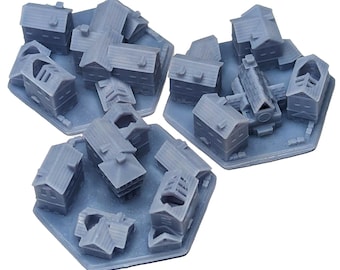 1.25" Bombed & Damaged Towns Hex Gaming | Urban Mini Hex TTRPG Scenery, Game Terrain, Battlefield RPG Gamer Models, DnD, World Map Markers