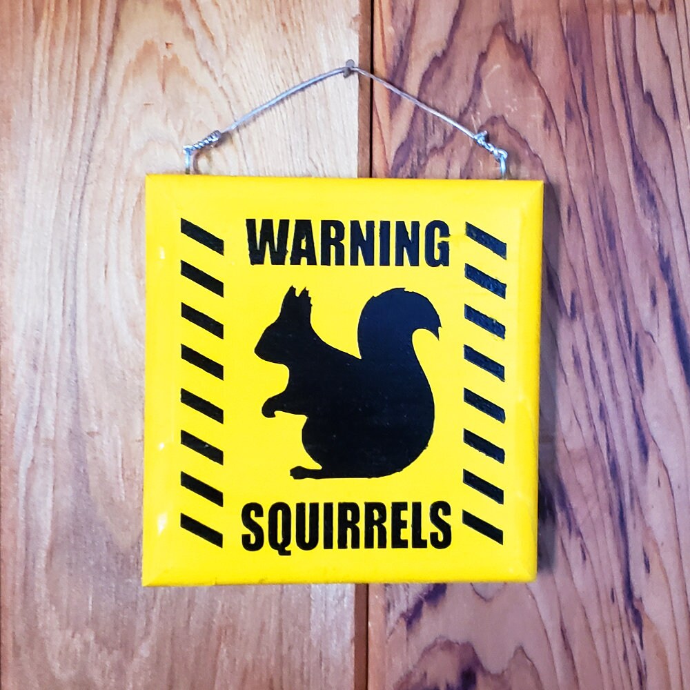 Warning Squirrels Fun Garden Caution Sign Yard Signage Etsy