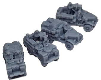 WW2 Desert Rats Land Rover and Chevy Armored Cars 1:200 Scale | 1/72, TTRPG Gaming Scenery, Hex Terrain, Battlefield, Memoir44