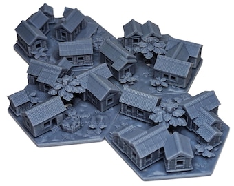 Pacific Island Villages World War 2 60mm | WW2, WWII, 1/72, 20mm, Command & Colors TTRPG Scenery, Hex Game Terrain, Battlefield Models, MM44