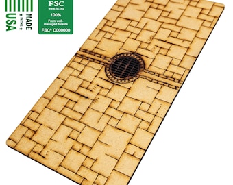 Small L 20cm x 10cm Stone Tile & Culvert Drain MDF Base | 3mm, 6mm,WTC Warhammer, Scenery, Battlefield Terrain, DnD Dungeons Dragon