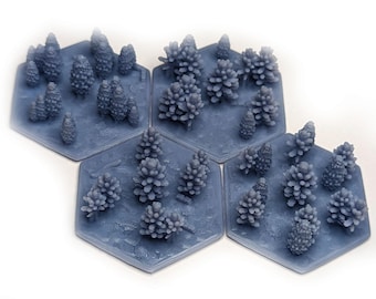 Forests 1.25"/32mm Hex Gaming Terrain Set of 4 | Hex TTRPG Scenery, Game Sci Fi, Battlefield RPG Gamer Models
