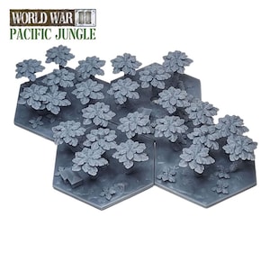 World War 2 Jungle Hex Terrain | 1/72, 60mm, 53mm, Gaming TTRPG Scenery, Battlefield RPG Gamer Models