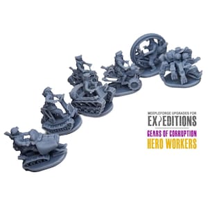 Scythe Expeditions: Gears of Corruption Hero Workers 7pcs | Board Game Upgrades, 3D Printed Ready To Play Meeples, Stonemaier Games