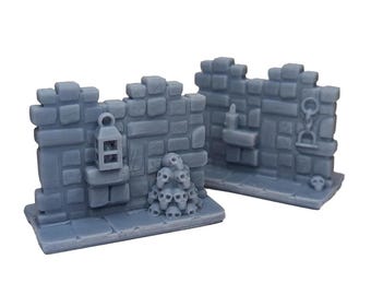 Double 25mm Dungeon Walls | HeroQuest Compatible HD Terrain | Single Square, Dungeons & Dragons Campaign Scenery, Boardgame meeples