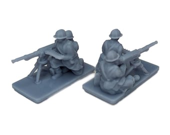 WW1 French Machine Gun Teams 4pcs | Great War, 15mm 1/72 Trench, World War Gaming, Memoir44, TTRPG Scenery, Hex Terrain, Battlefield Gamer