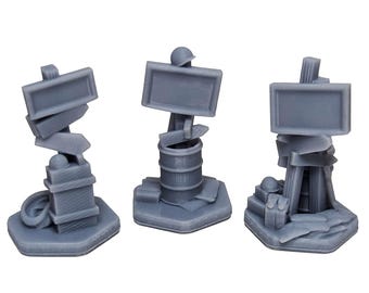 War Zone Sign Posts & Place Names 5pcs | World War 2 Gaming TTRPG Scenery, Game Terrain, Battlefield Models, Memoir 44