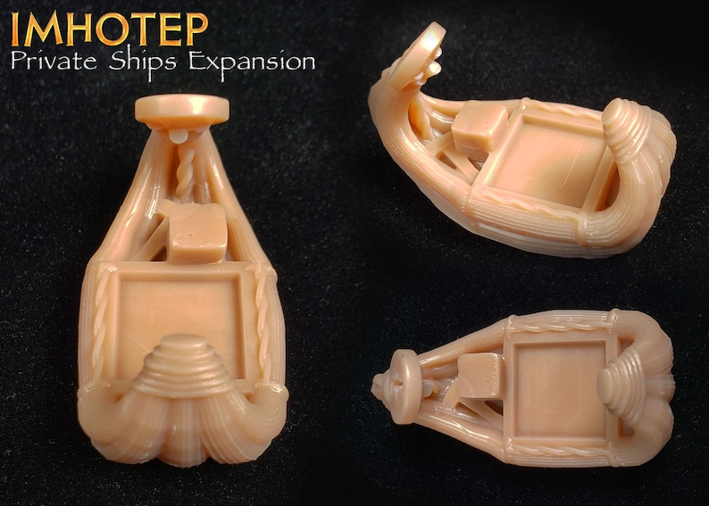 Private Ships Mini-Expansion: Imhotep Builder of Egypt Egyptian Reed Ship, Board Game Accessories, Boardgame Pieces, Meeple, KOSMOS Games image 3