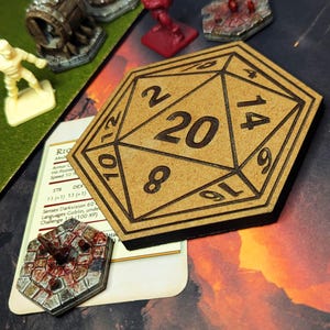 d20 Drink Coasters 4&quot; | Dice, D&D, Dungeons Dragons, Board Game Night, Boardgame Table, Gaming Decor, Magic, Wooden Coaster Christmas Gift