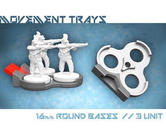 3 Unit Movement Trays | 16 mm Round Base, Infantry, 1/72nd, Table Top Gaming TTRPG Scenery, Hex Game Terrain, Battlefield RPG Gamer Models